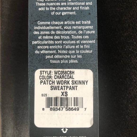 TRUE RELIGION Patch Work Skinny Sweatpant Jogger! - Picture 10 of 12